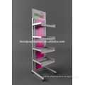 Economical Metal Floor Display Stands For Pharmacy, Movable 4-Tier Medicine Pharmacy Display Stand